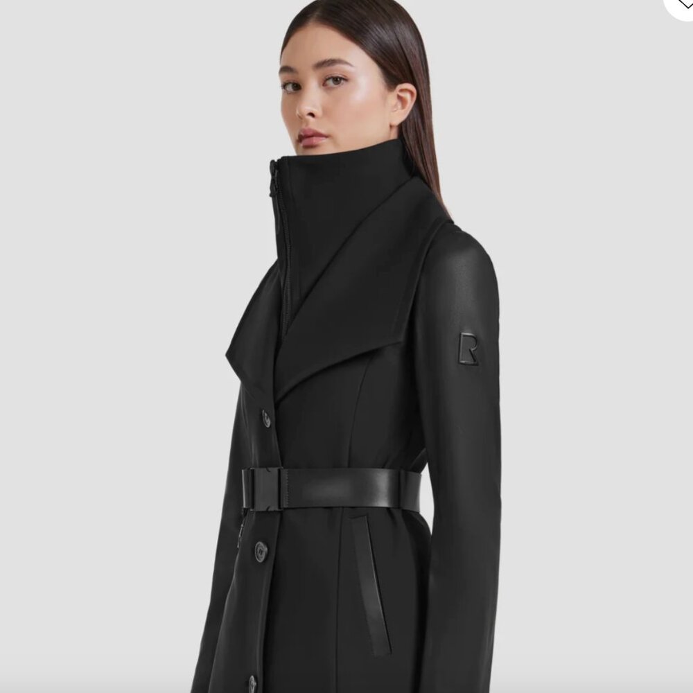 RUDSAK Leather Jacket, Trench/Wrap Coat with Removable inner collar and belt